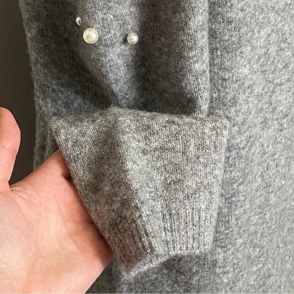 Pearlized Mock Neck Sweater Dress in Pebble Grey Melange, size XS - Picture 8 of 16